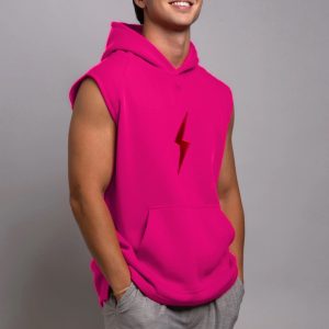 BOLT Sleeveless Hoodie - Pink/Red Bolt